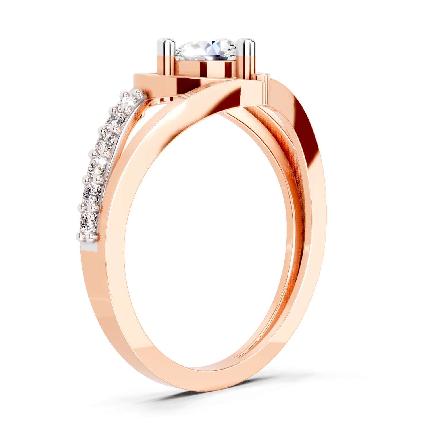 0.67 Ct Heart Round Shape Diamond Ring | 14K Rose Gold