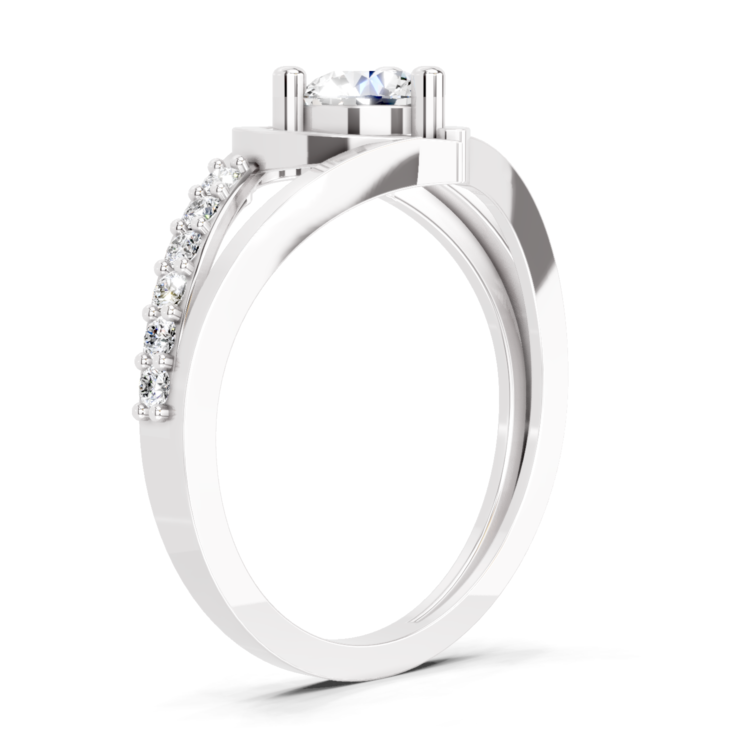 0.67 Ct IGI Cerified Heart Round Shape Diamond Ring | 14K White Gold FG VS Quality Diamonds