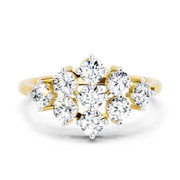 0.77 Carat Round Shape Cluster Diamond Ring | 14K Yellow Gold