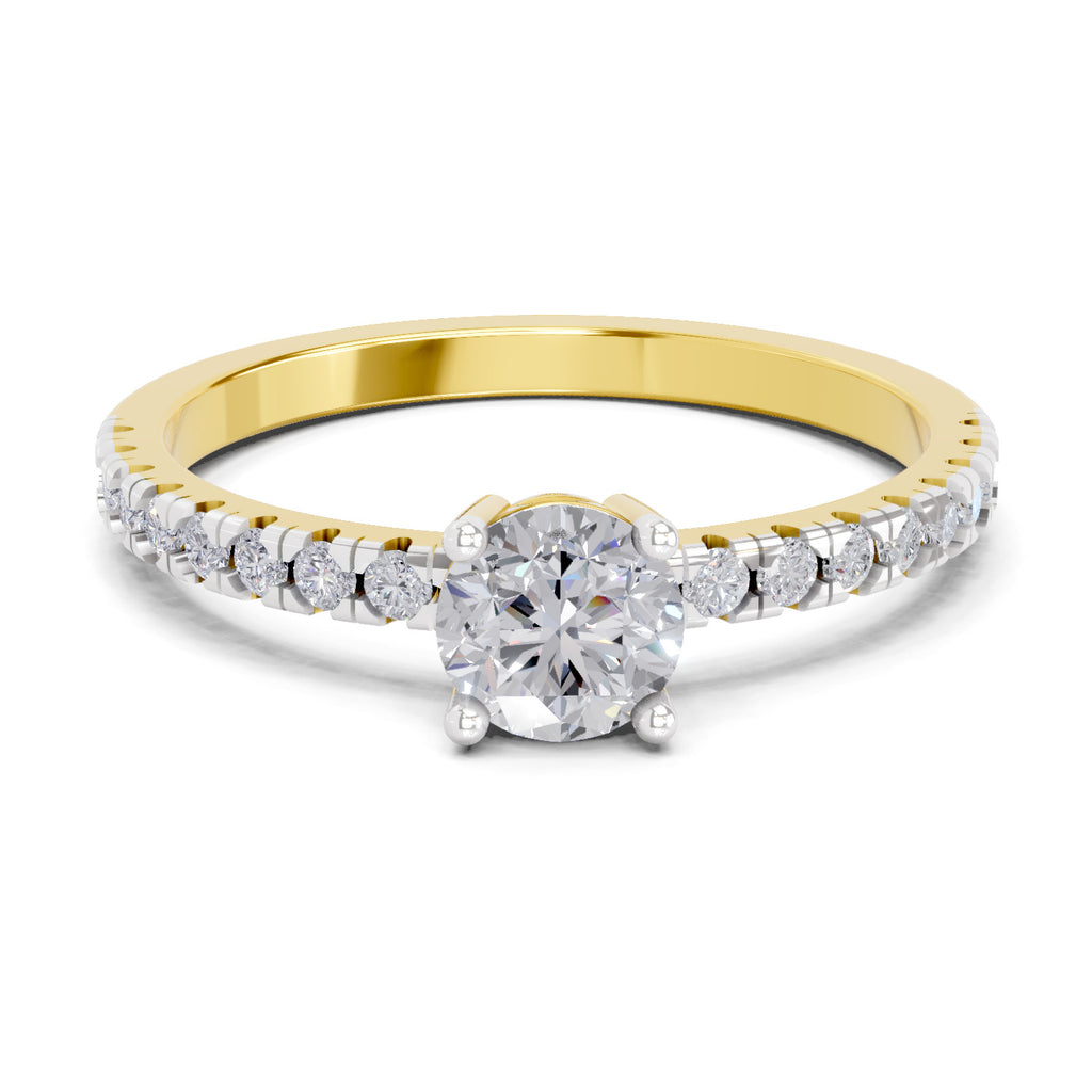 0.67 Ct Round Shape Solitaire Diamond Ring | 14K Yellow Gold