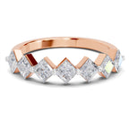 0.63 Ct Princess Shape 7 Stone Diamond Band Ring | 14K Rose Gold