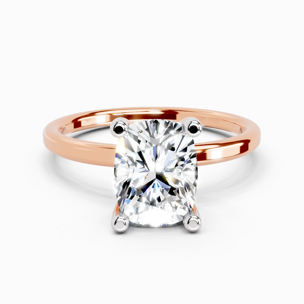 2.13 Carat Cushion Shape Solitaire Diamond Ring | 14K Rose Gold