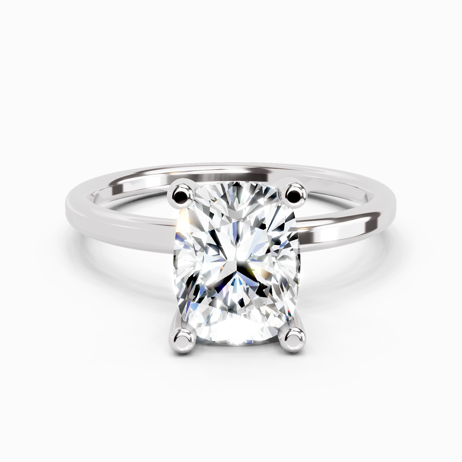 2.13 Carat Cushion Shape Solitaire Diamond Ring | 14K White Gold