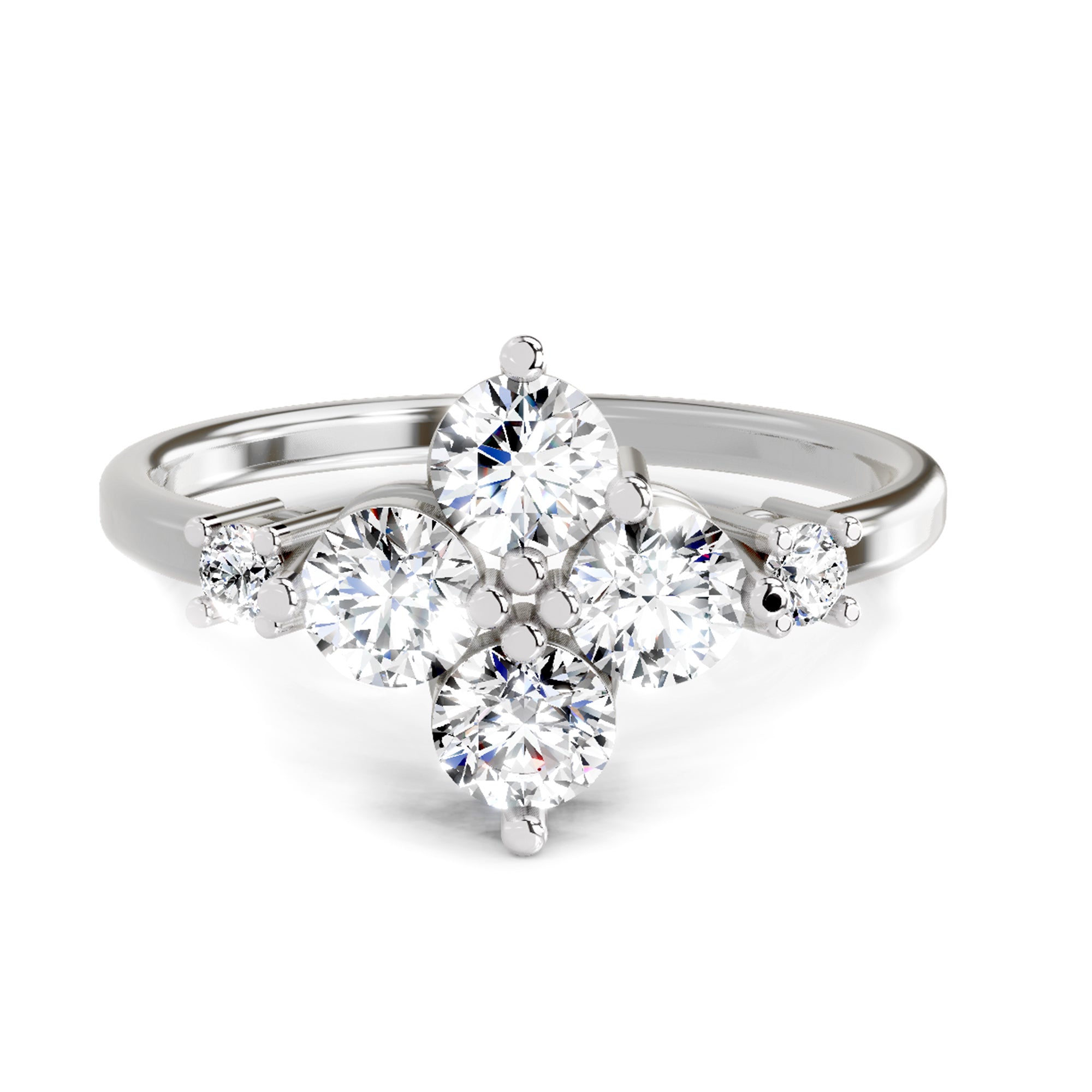 Four Stone Cluster Ring | 14K White Gold