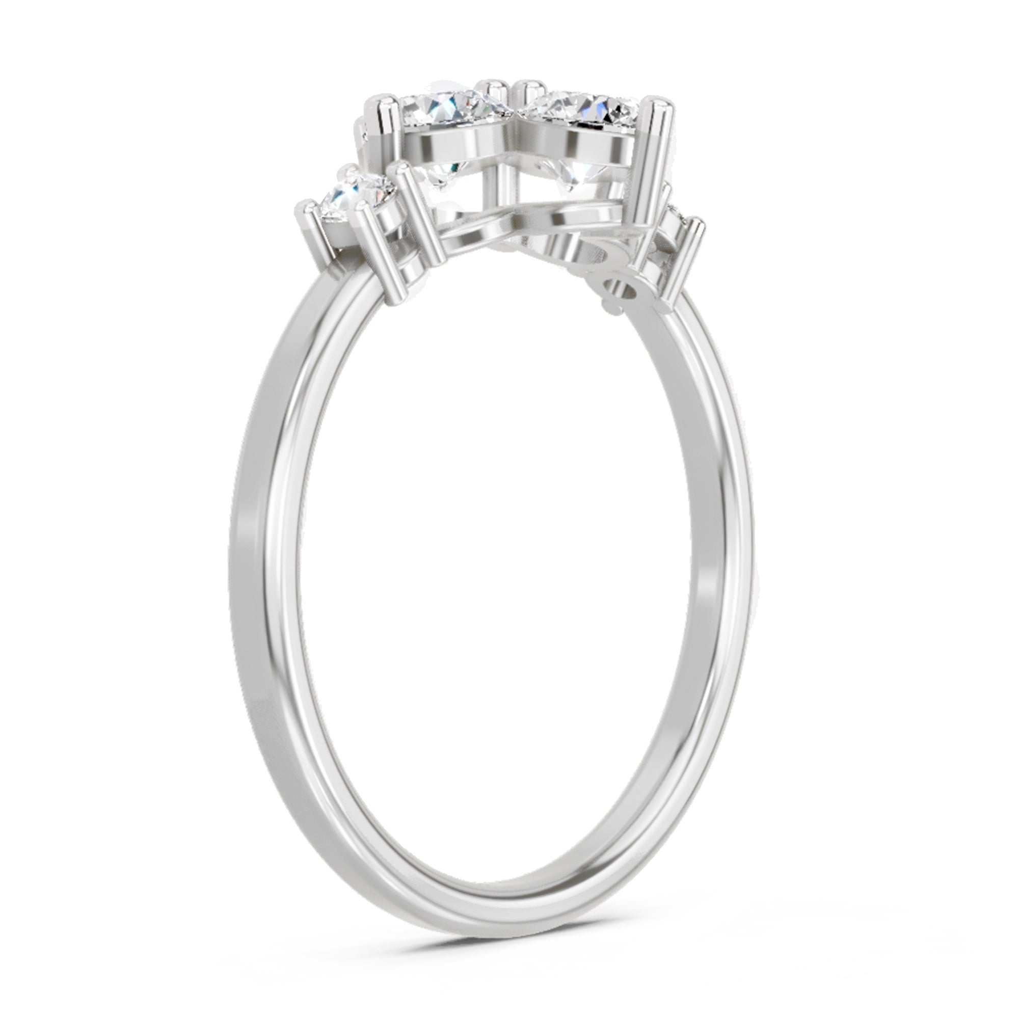Four Stone Cluster Ring | 14K White Gold