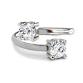 1 Ct Round Shape Diamond Two-Stone Open Ring | 14K White Gold