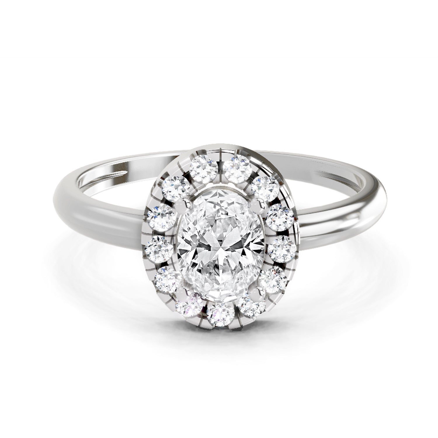 0.75 Oval Shape Diamond | 14K White Gold