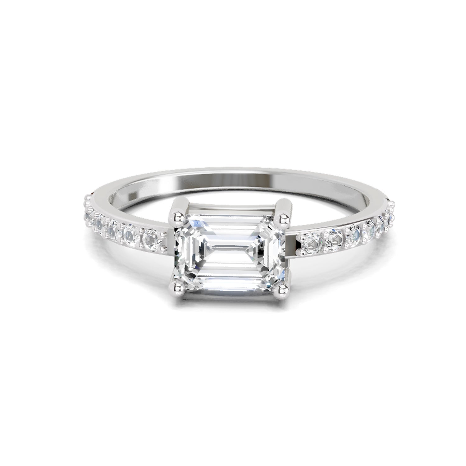 1.18 Ct Emerald Ring | 14K White Gold