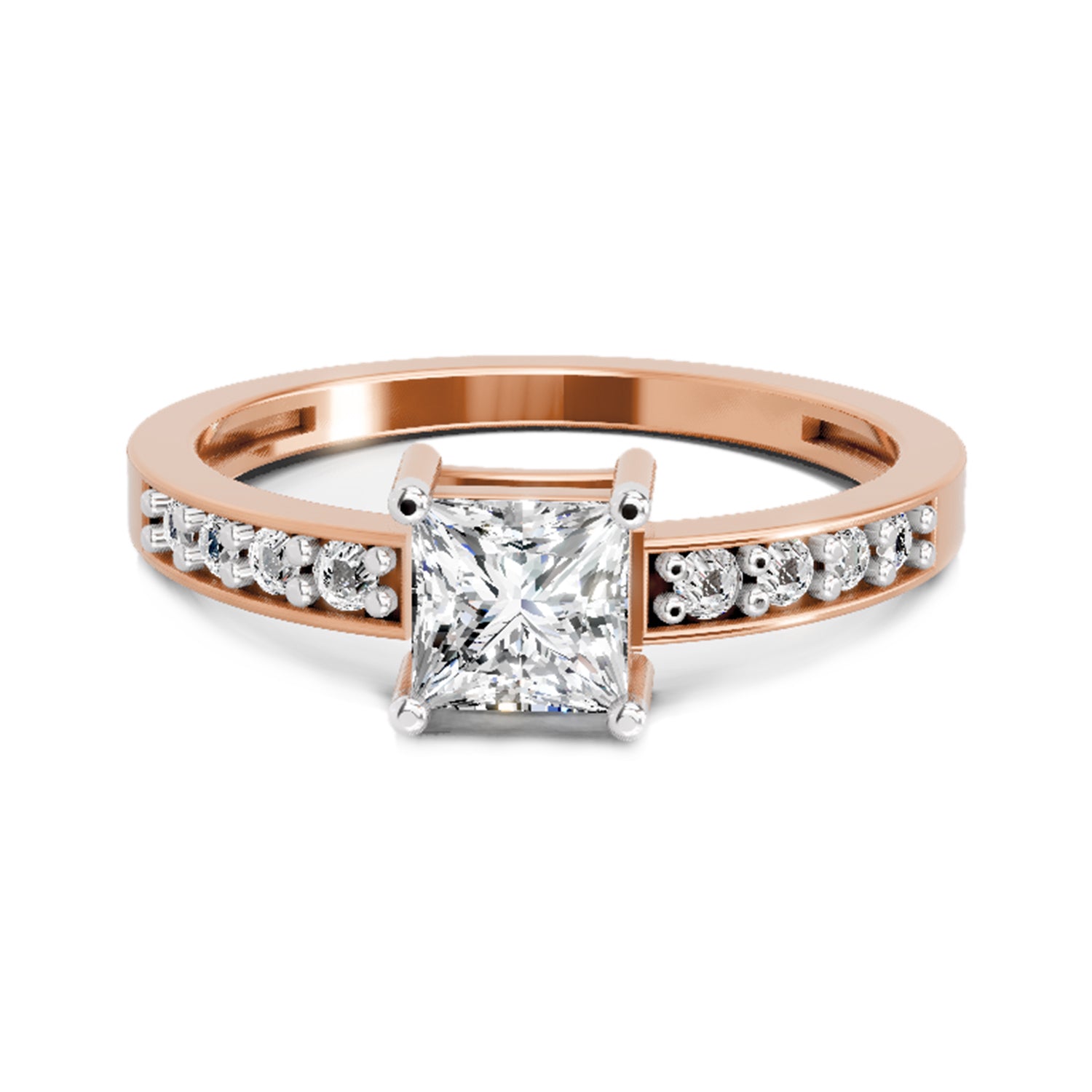 0.94 Ct Princess Solitaire Ring | 14K Rose Gold