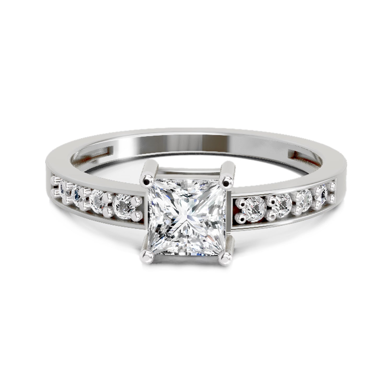 0.94 Ct Princess Solitaire Ring | 14K White Gold