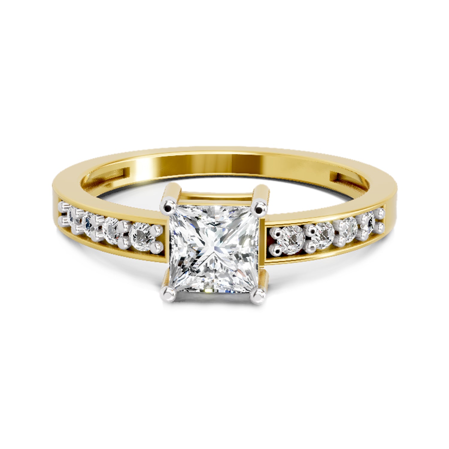 0.94 Ct Princess Solitaire 14K Yellow Gold