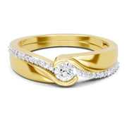 0.37 Carat  | 925 Sterling Silver Gold Plated Band Ring