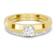 0.25 Carat  | 925 Sterling Silver Gold Plated Fashion Band Ring