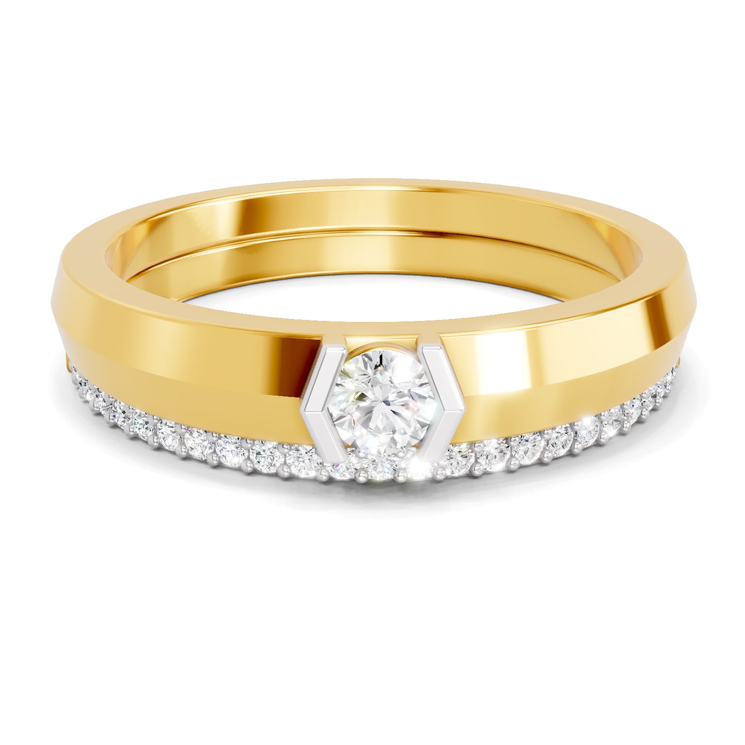 0.41 Carat  | 925 Sterling Silver Gold Plated Fashion Ring