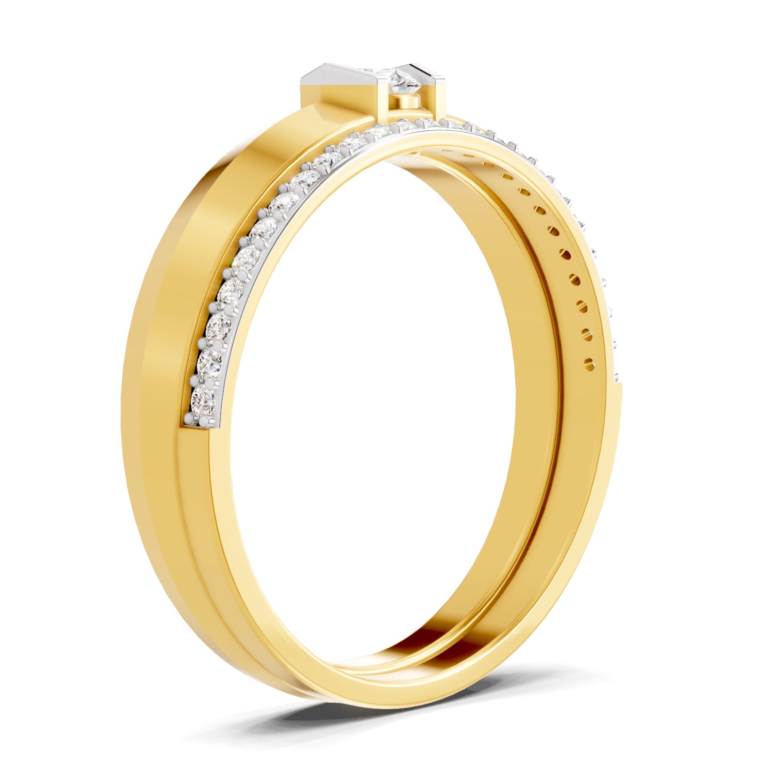 0.41 Carat  | 925 Sterling Silver Gold Plated Fashion Ring