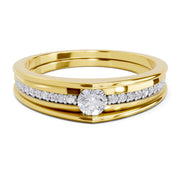 0.27 Ct Round Shape | 925 Sterling Silver Gold Plated Band Ring