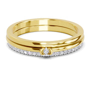 0.13 Ct Round Shape | 925 Sterling Silver Gold Plated Band Ring