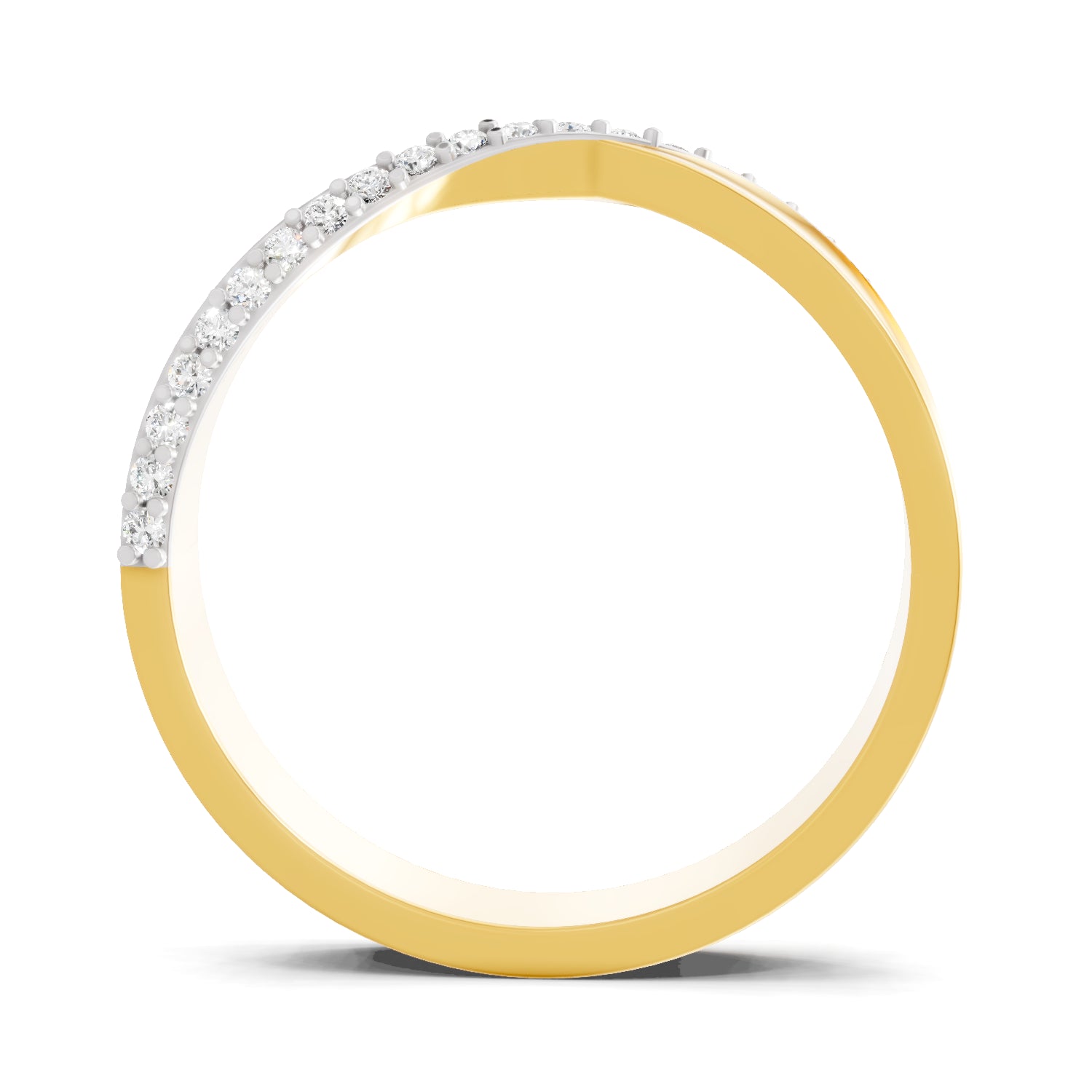 0.14 Carat| 925 Sterling Silver Gold Plated Crossover Ring (Size-5)