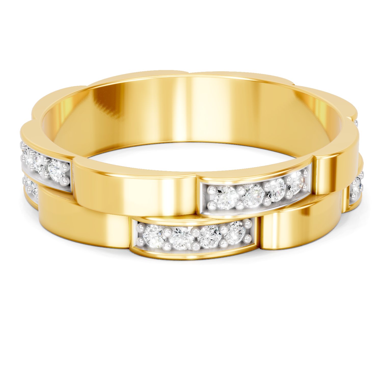 0.45 Carat| 925 Sterling Silver Gold Plated Pave Band Ring