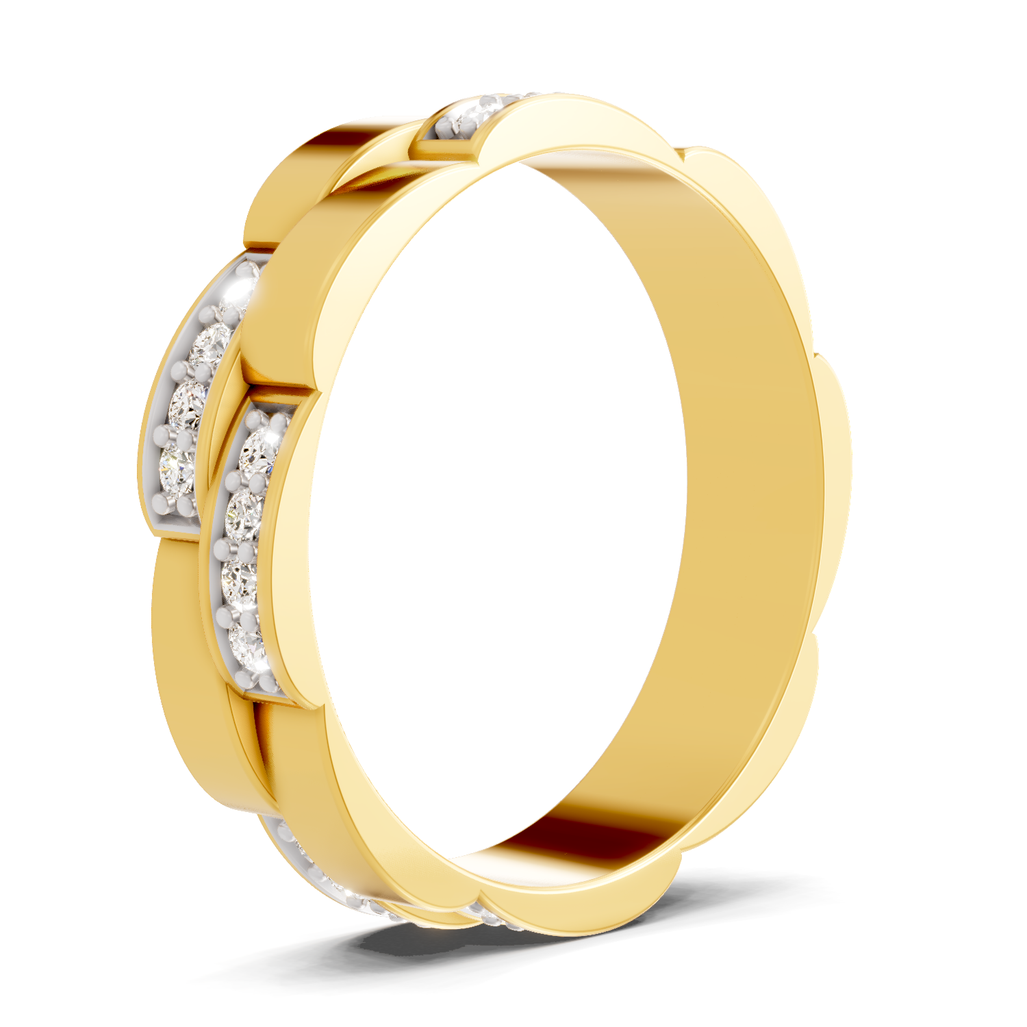 0.45 Carat| 925 Sterling Silver Gold Plated Pave Band Ring