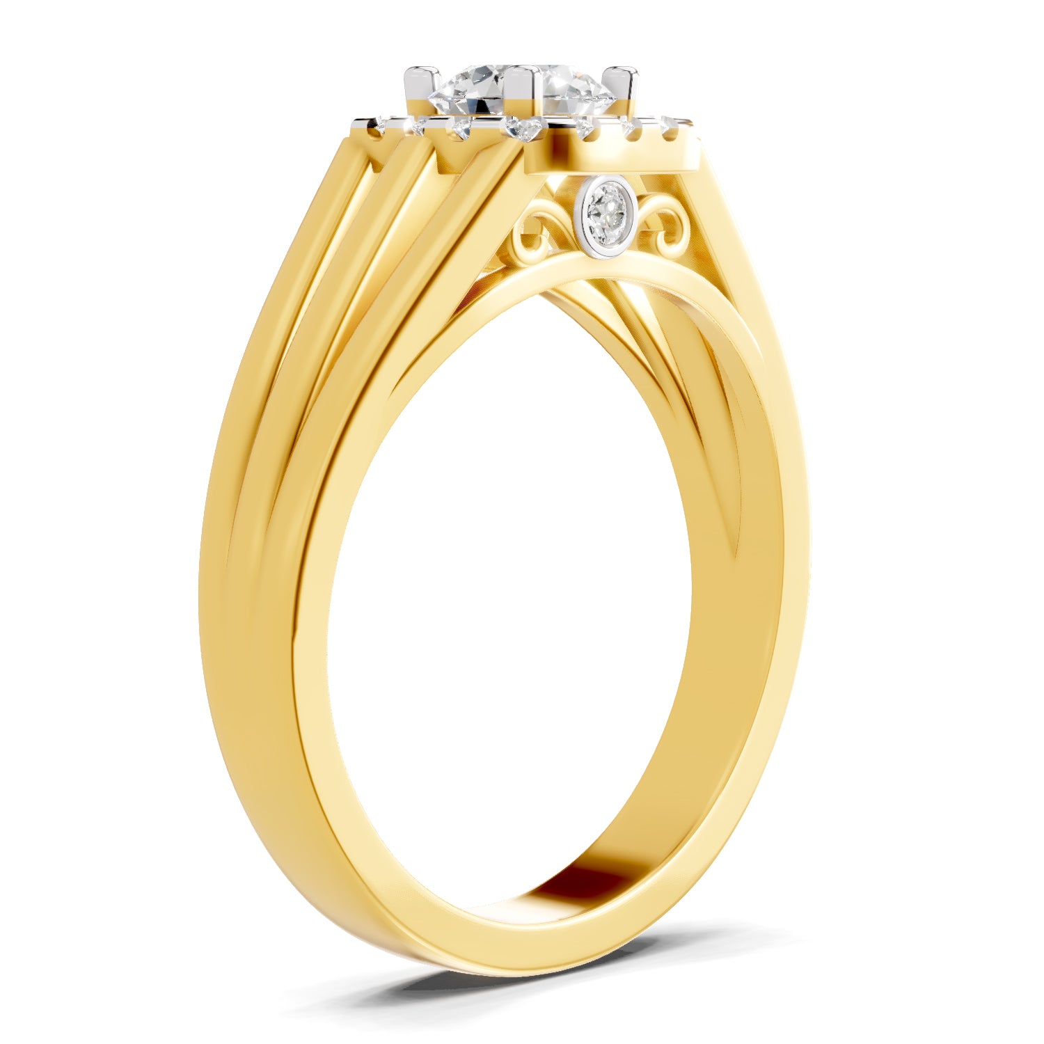 0.61 Carat  | 925 Sterling Silver Gold Plated Halo Ring