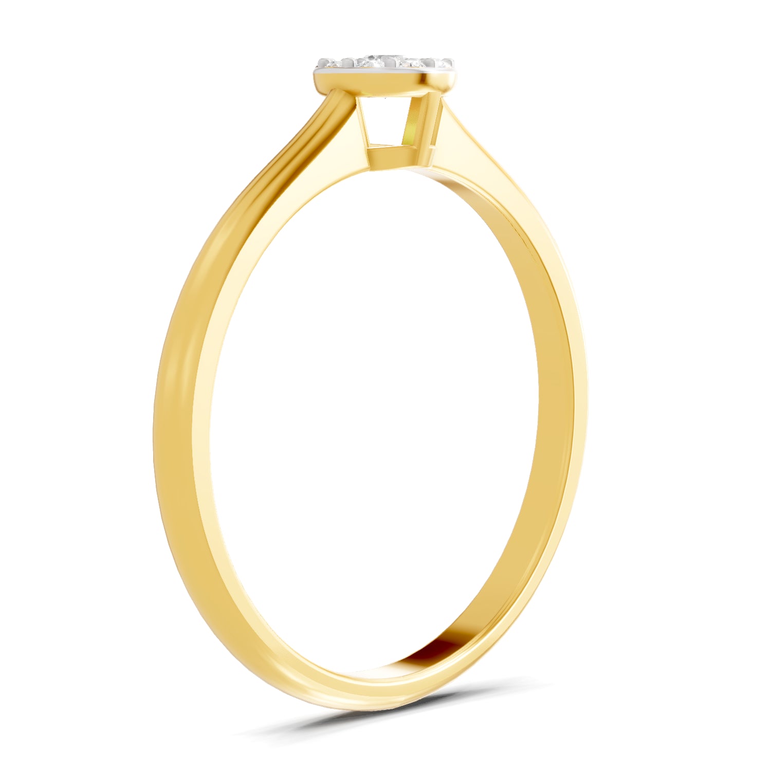 0.13 Carat| 925 Sterling Silver Gold Plated Halo Ring