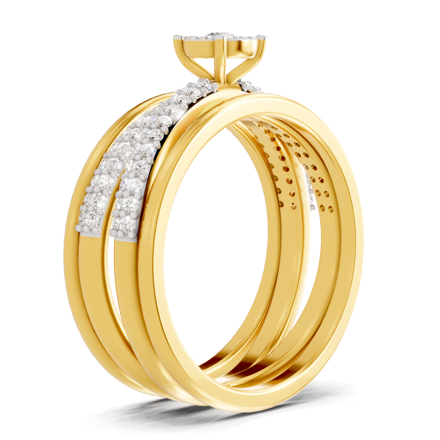 0.55 Carat| 925 Sterling Silver Gold Plated Fashion Criss Cross Ring