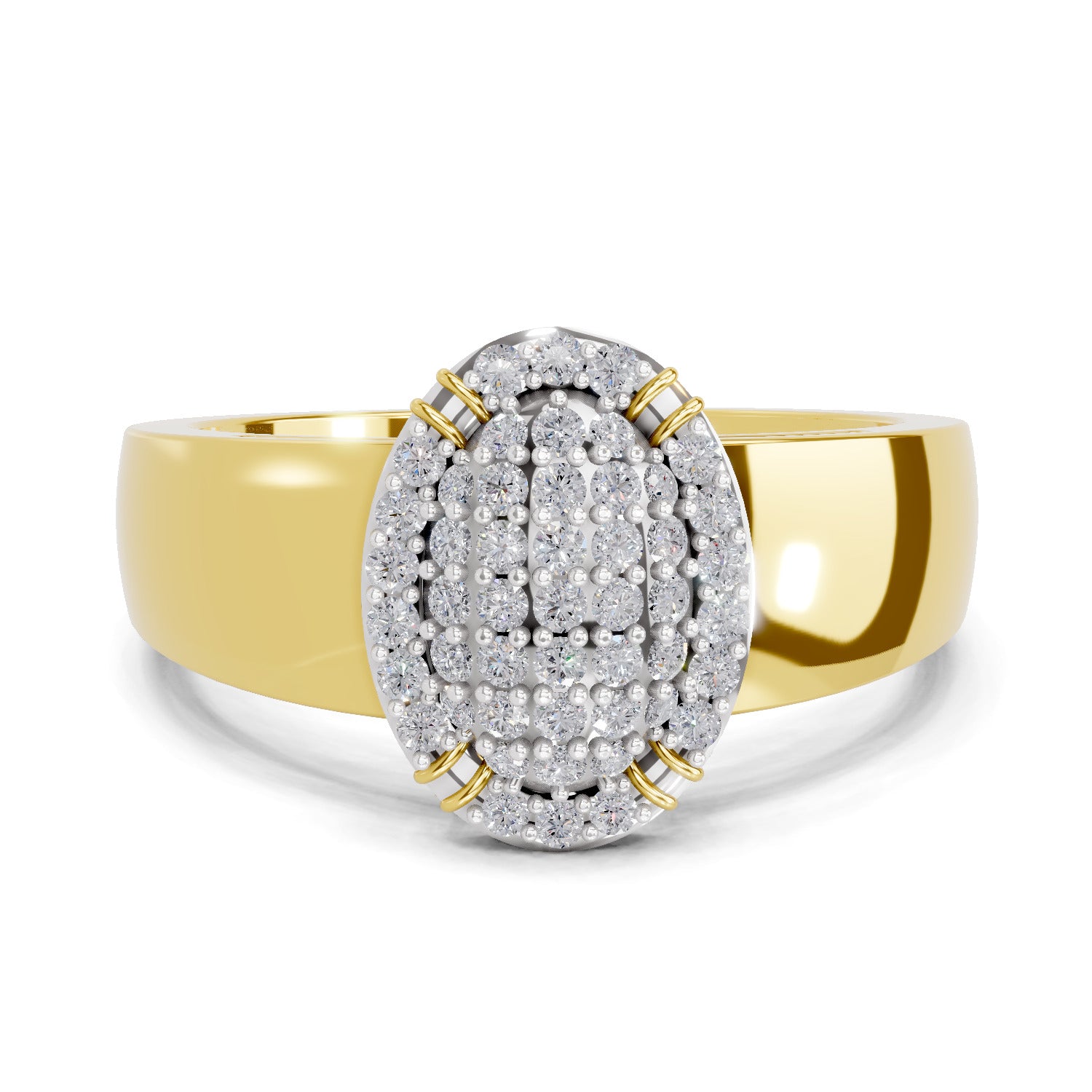 0.44 Carat  | 925 Sterling Silver Gold Plated Cluster Ring