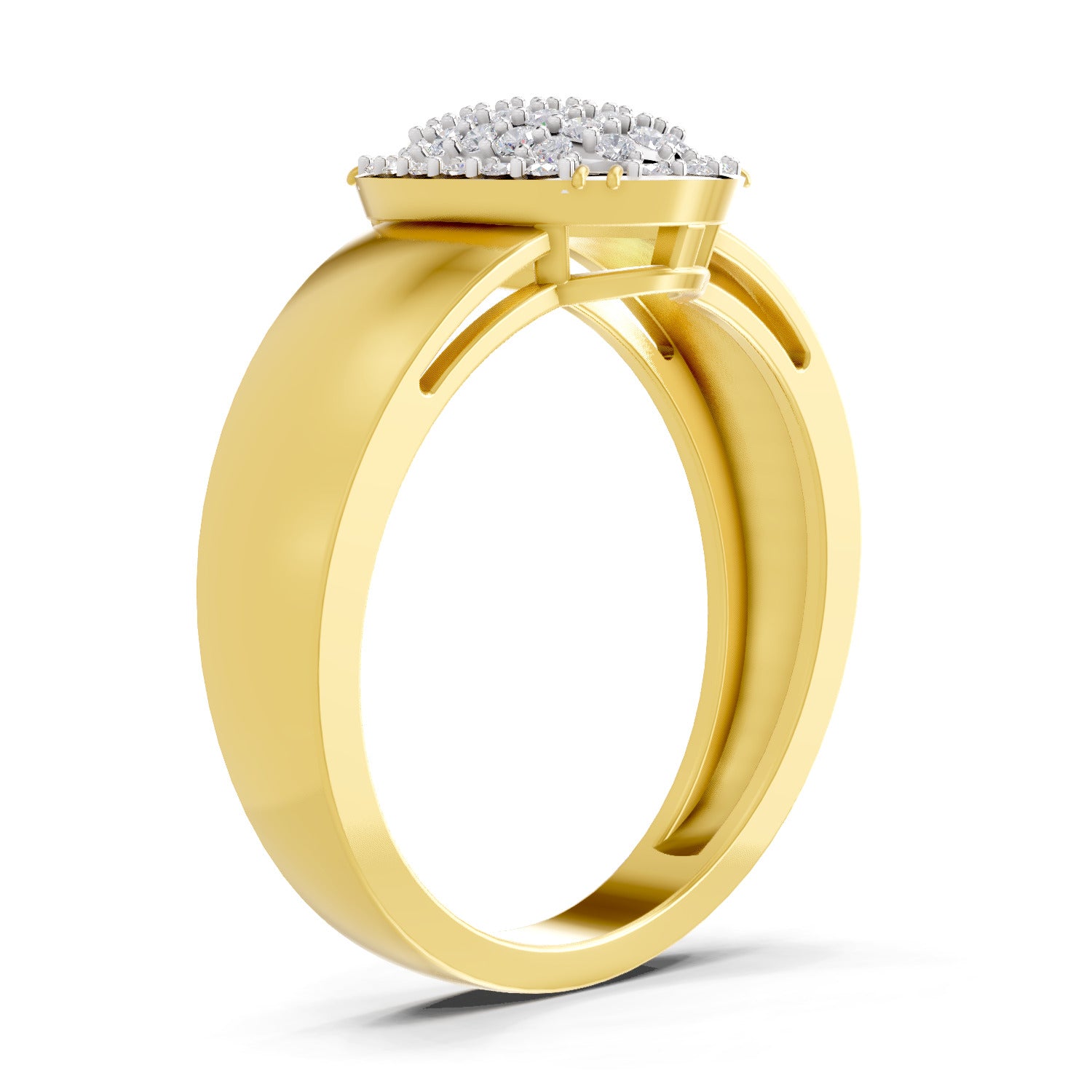 0.44 Carat  | 925 Sterling Silver Gold Plated Cluster Ring