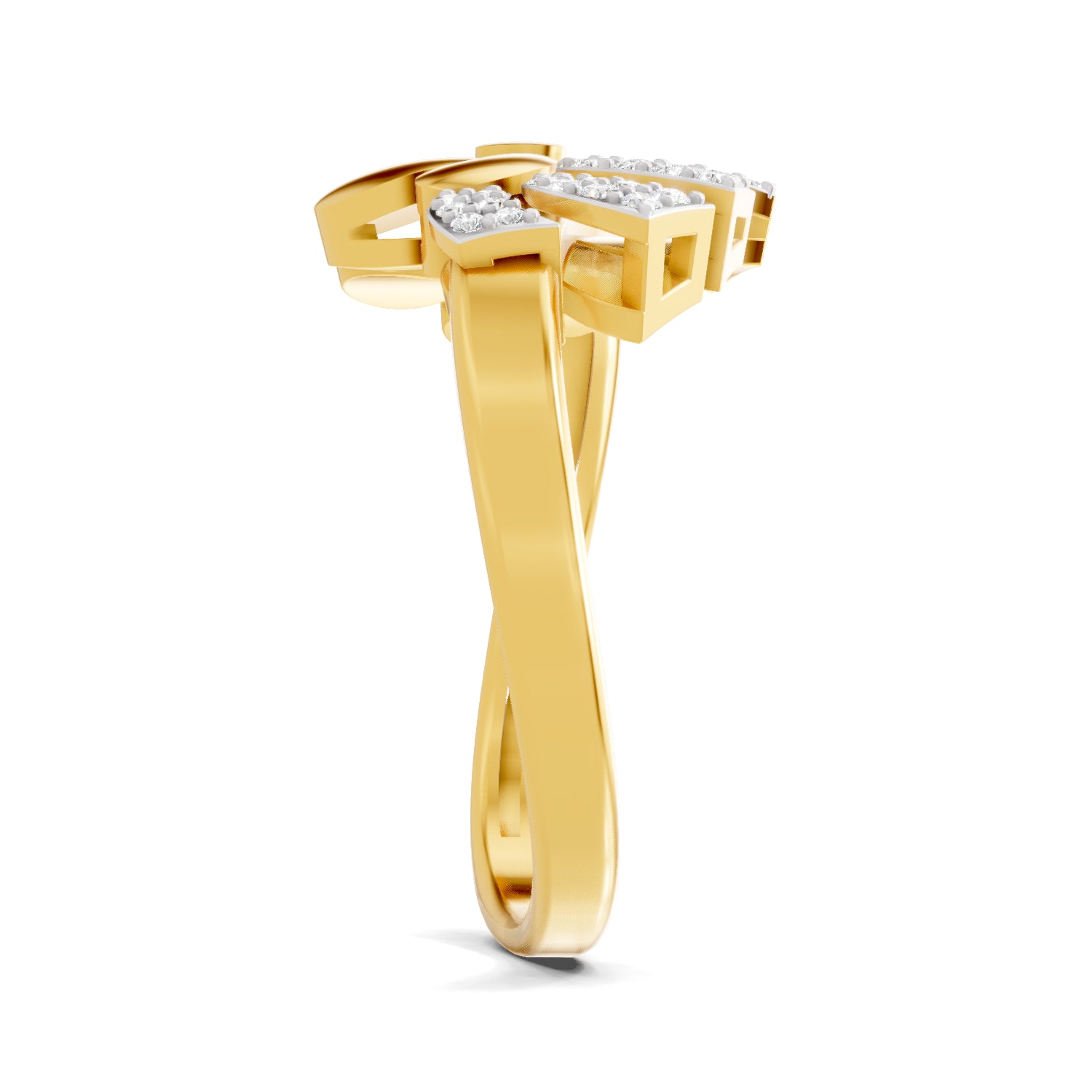 0.17 Carat| 925 Sterling Silver Gold Plated Asymmetrical Bloom Ring