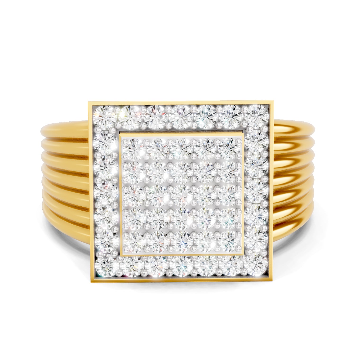 1.05 Carat  | 925 Sterling Silver Gold Plated Cluster Ring