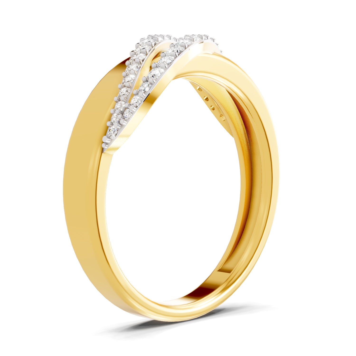 0.34 Carat  | 925 Sterling Silver Gold Plated Fashion Band Ring