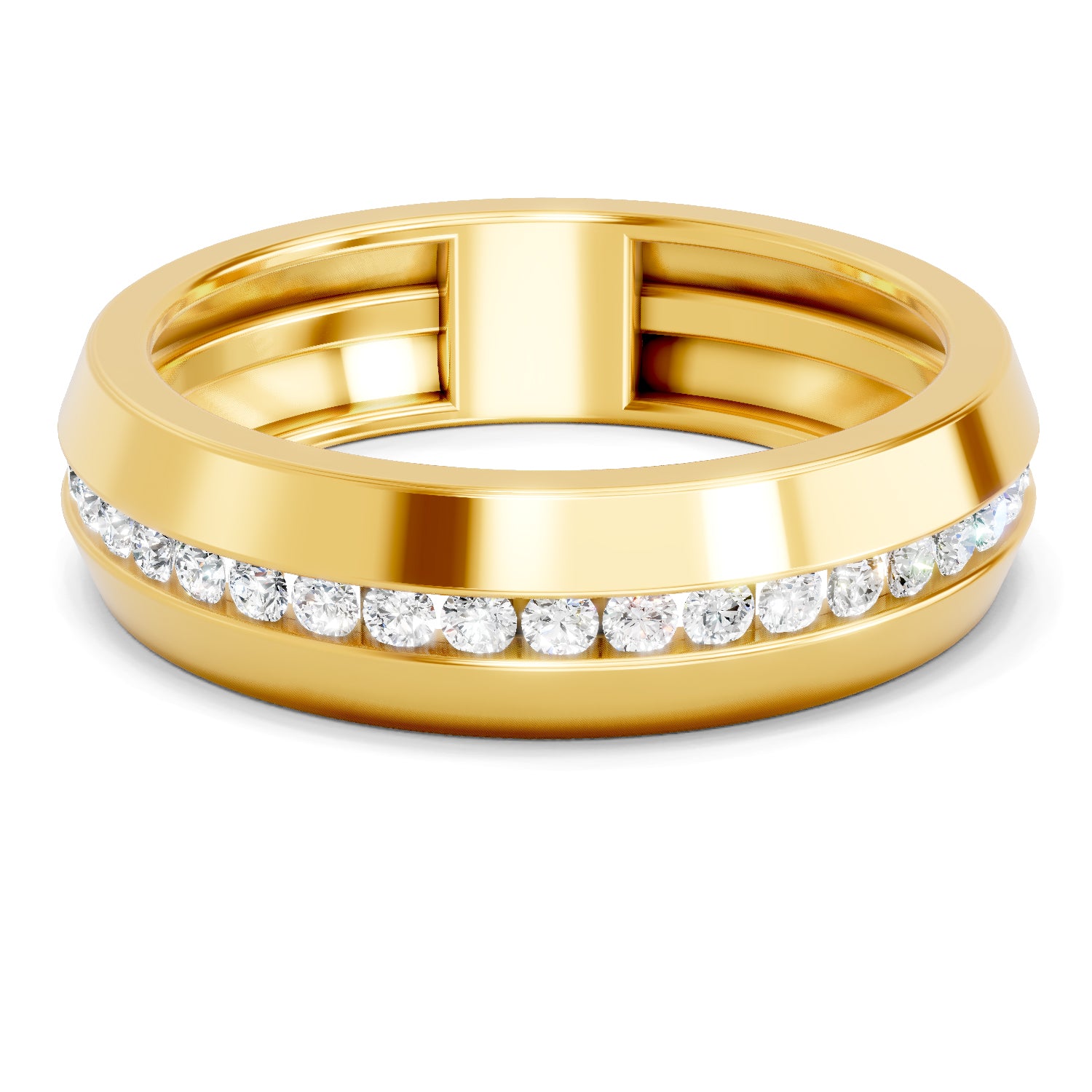 0.44 Carat  | 925 Sterling Silver Gold Plated Band Ring