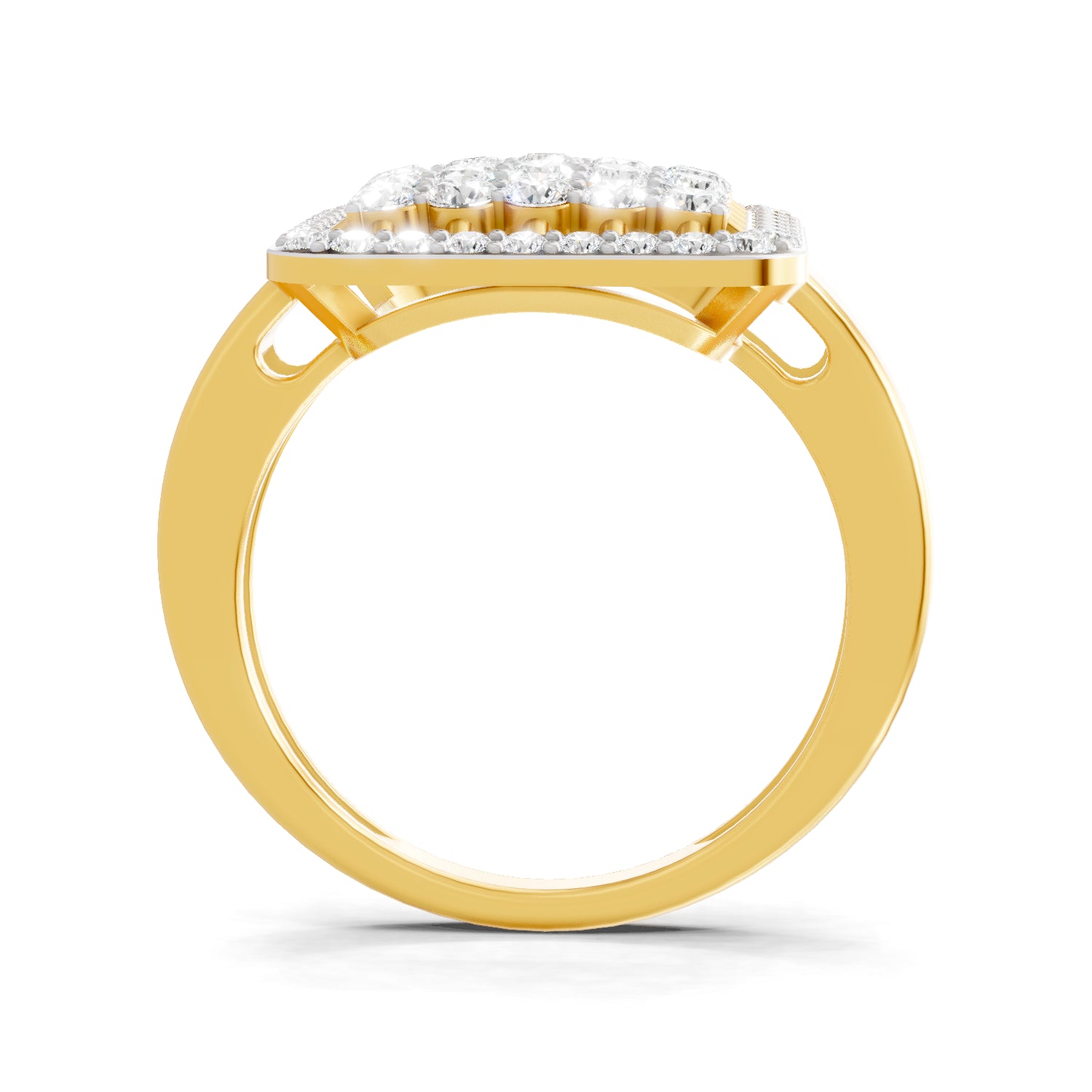 1.26 Carat | 925 Sterling Silver Gold Plated Square Cluster Halo Ring