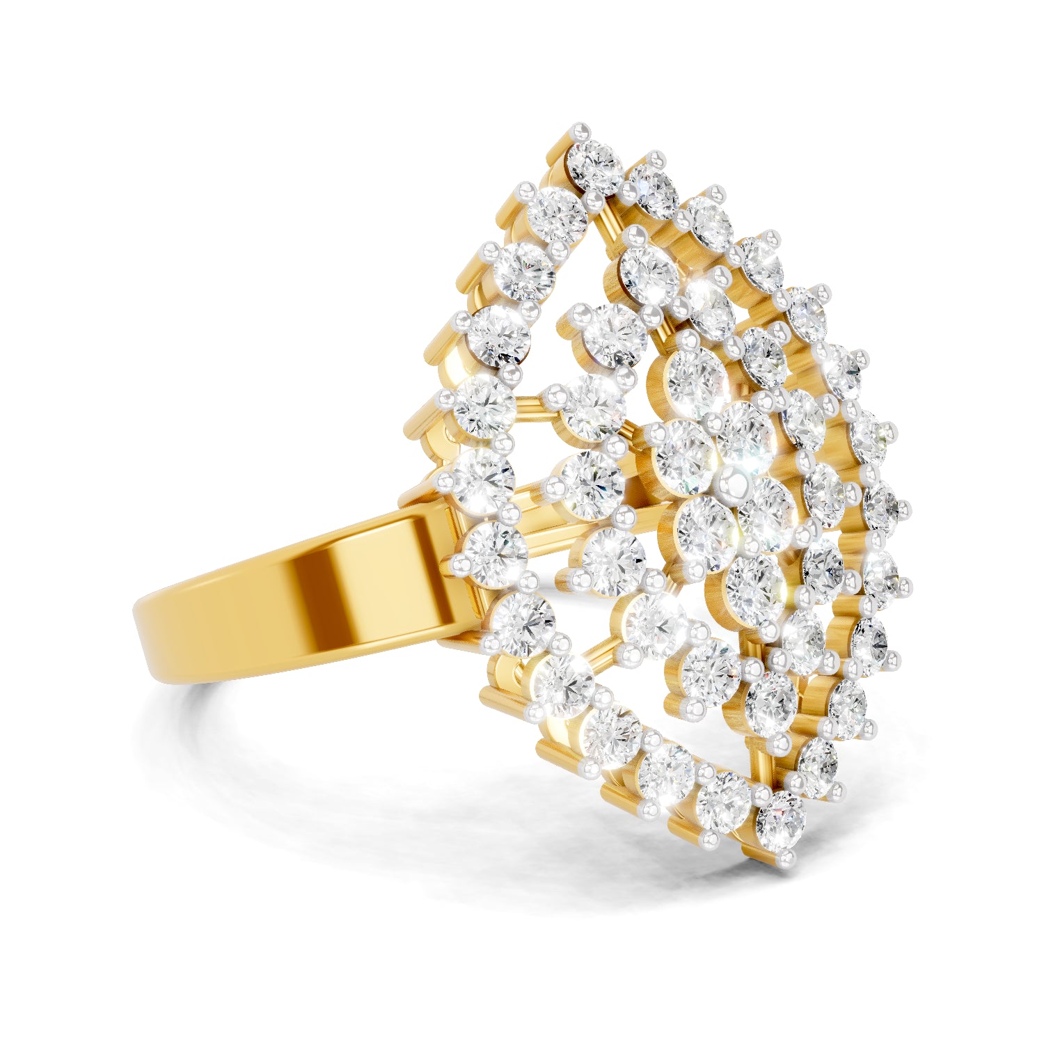 1.09 Carat | 925 Sterling Silver Gold Plated Marquise Cluster Ring