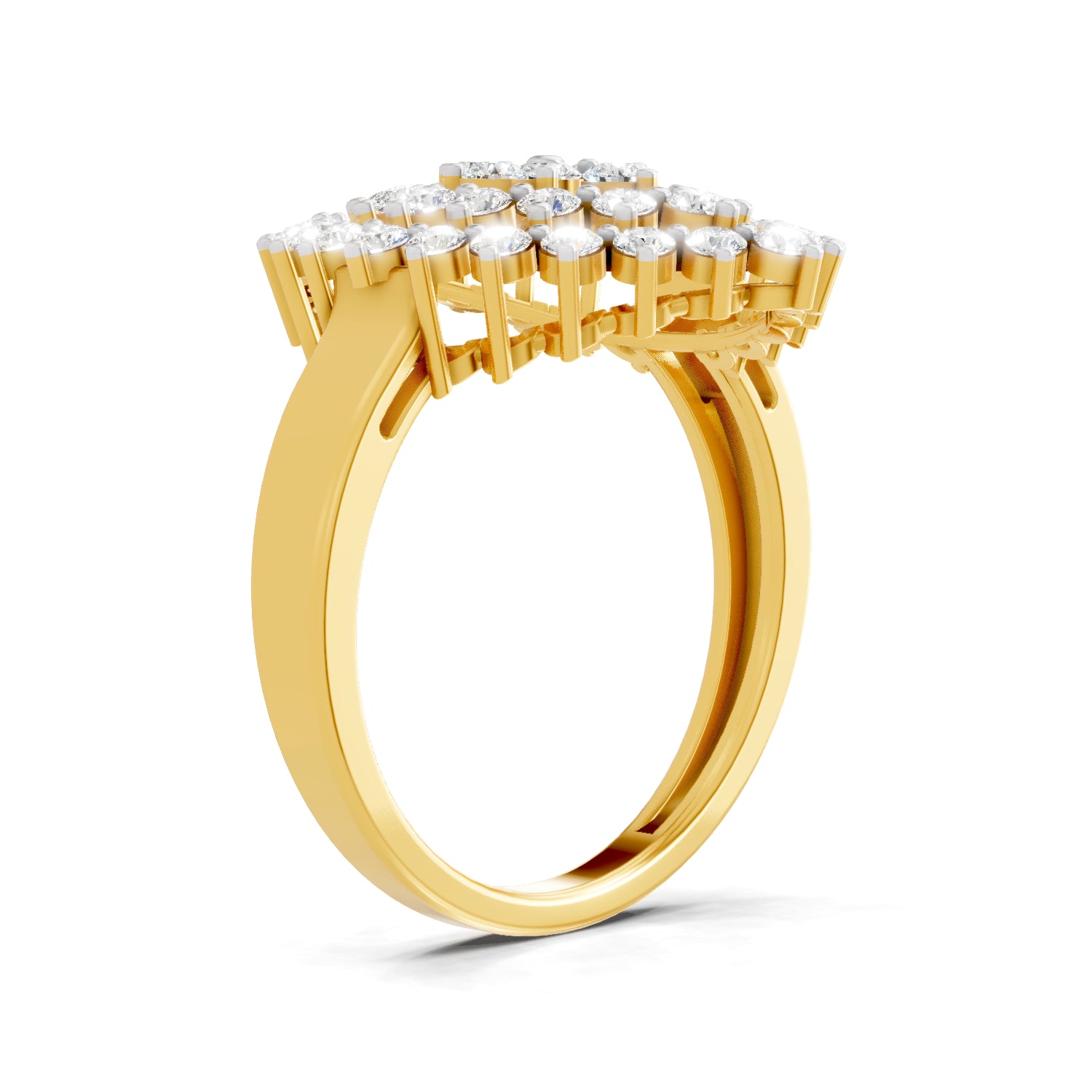 1.09 Carat | 925 Sterling Silver Gold Plated Marquise Cluster Ring