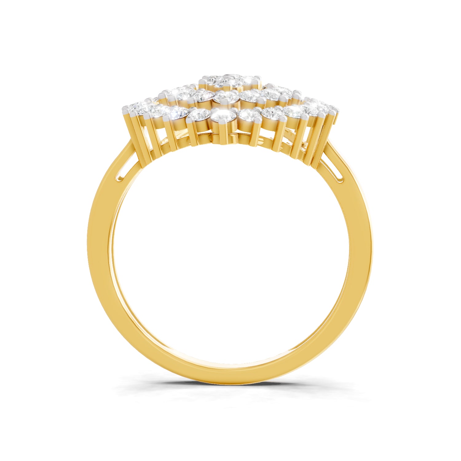 1.09 Carat | 925 Sterling Silver Gold Plated Marquise Cluster Ring