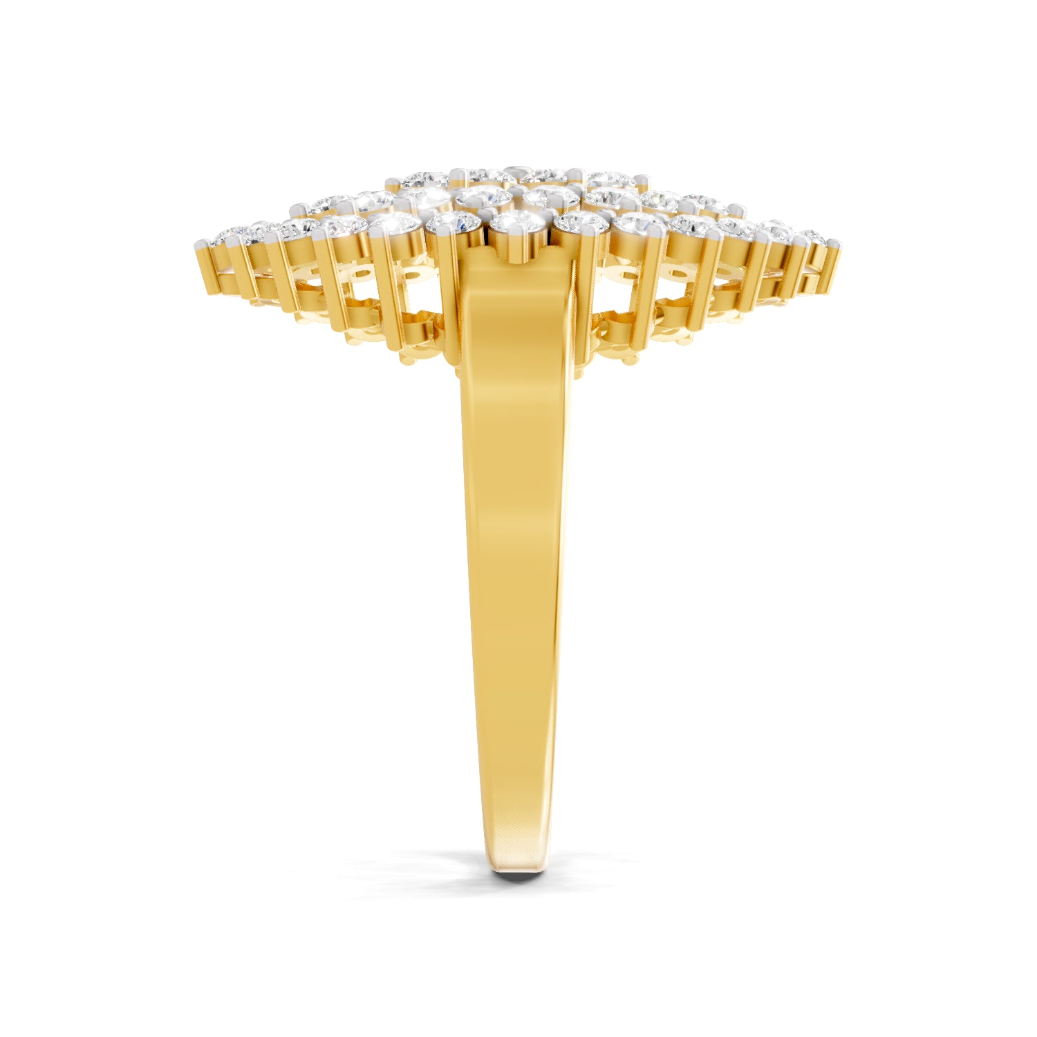 1.09 Carat | 925 Sterling Silver Gold Plated Marquise Cluster Ring