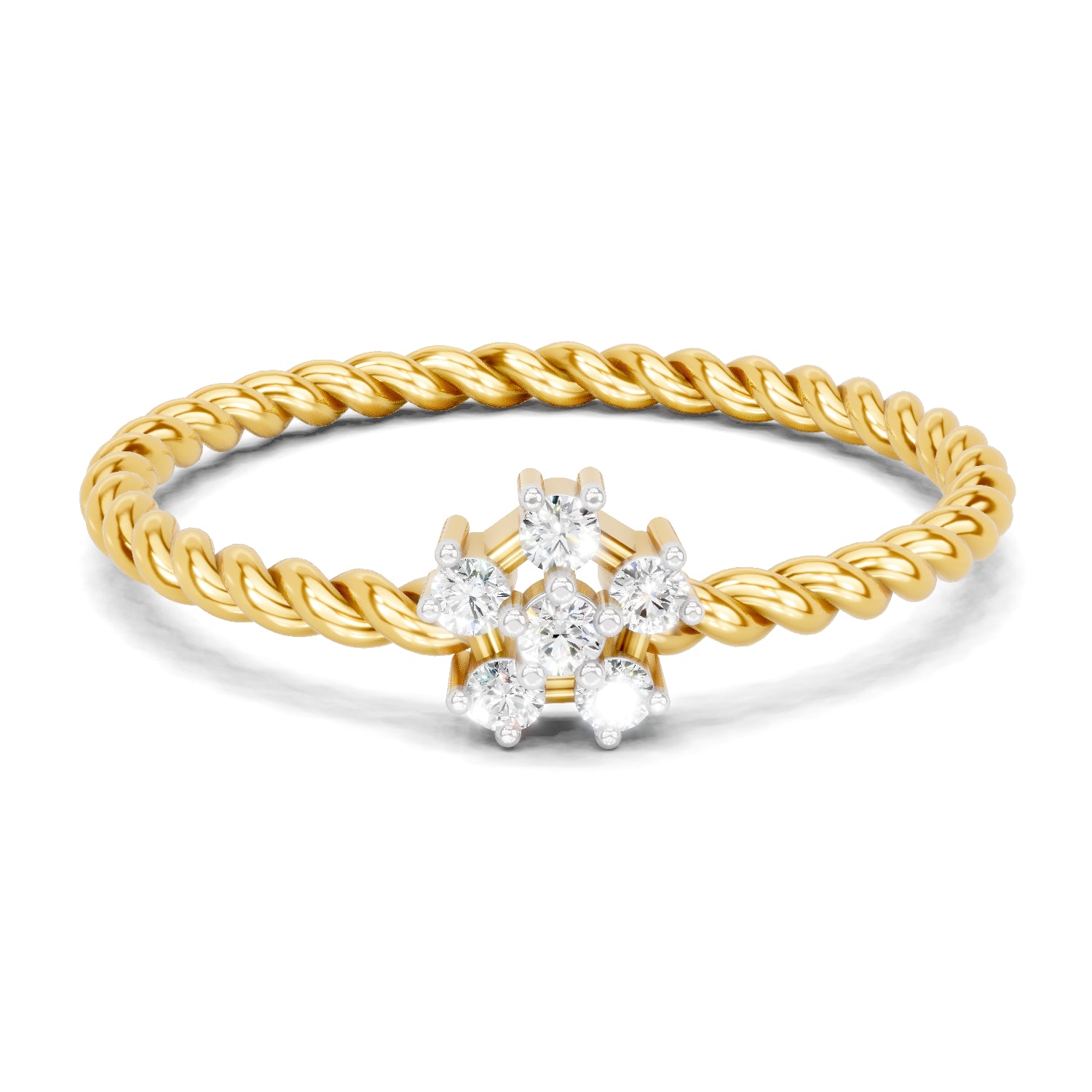 0.09 Carat | 925 Sterling Silver Gold Plated Twist of Love Ring