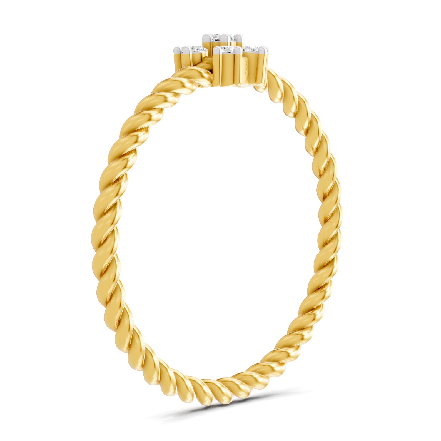 0.09 Carat | 925 Sterling Silver Gold Plated Twist of Love Ring