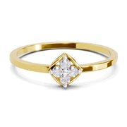 0.07 Ct Round Shape | 925 Sterling Silver Gold Plated Floral Ring
