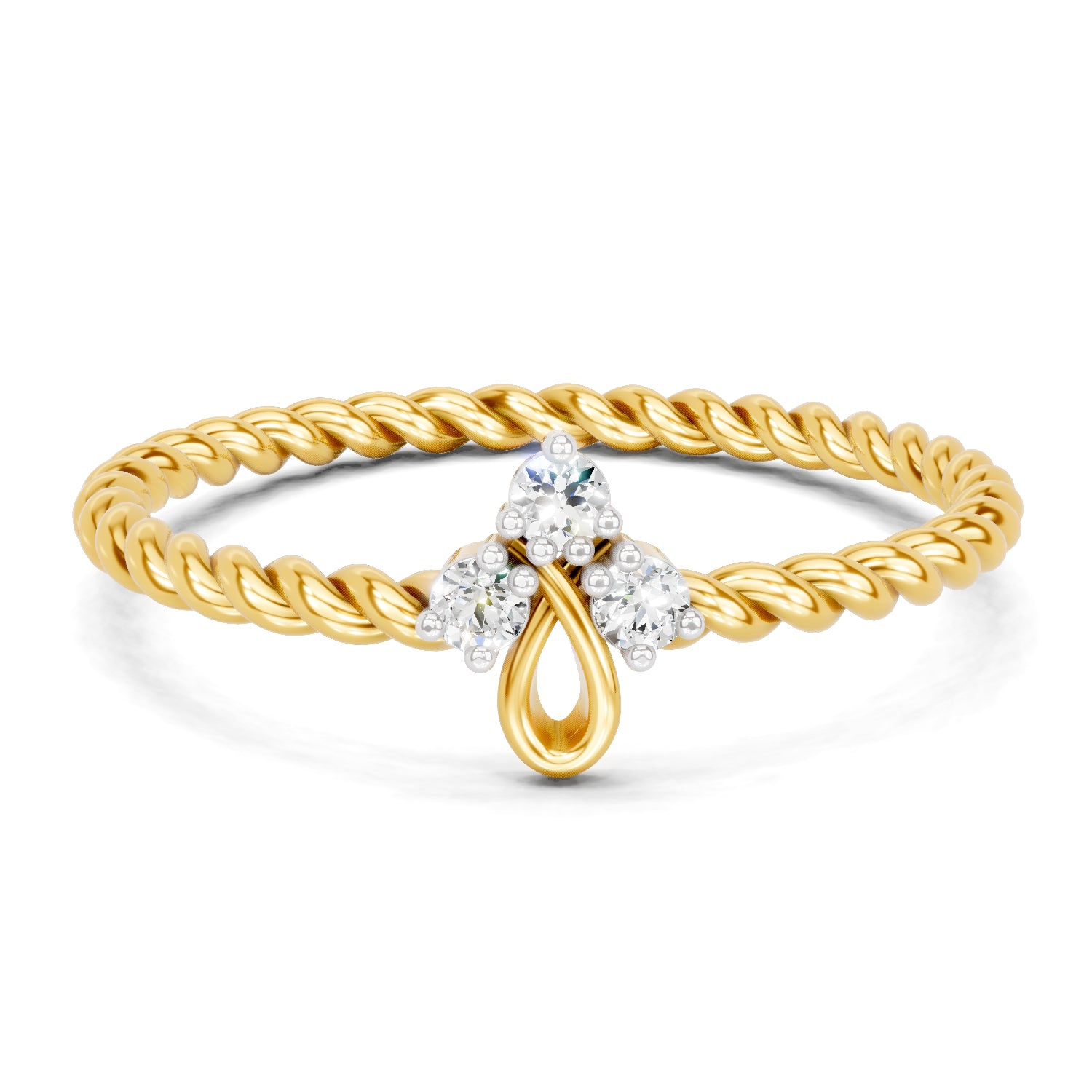 0.05 Carat | 925 Sterling Silver Gold Plated Trinity Twist Ring