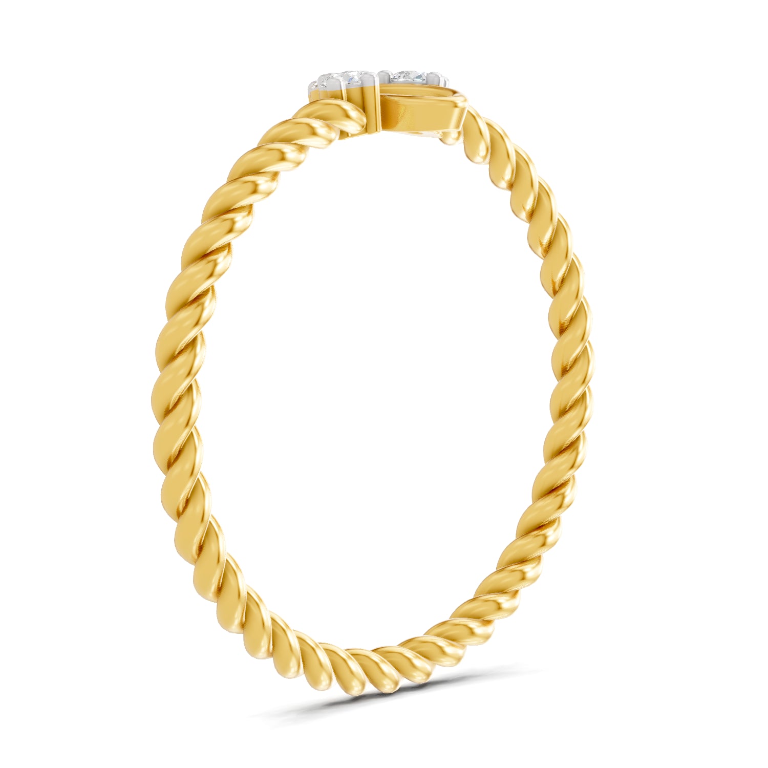 0.05 Carat | 925 Sterling Silver Gold Plated Trinity Twist Ring