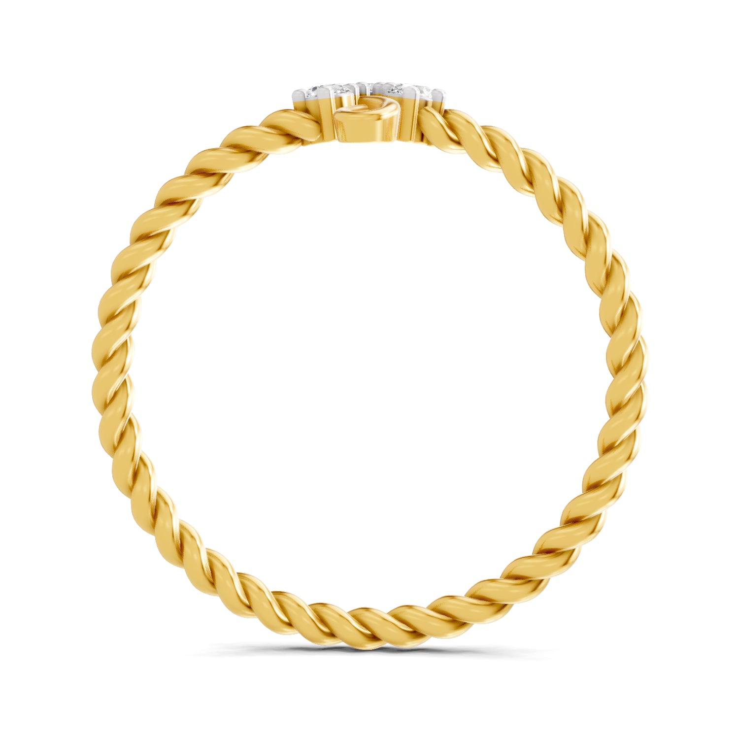 0.05 Carat | 925 Sterling Silver Gold Plated Trinity Twist Ring
