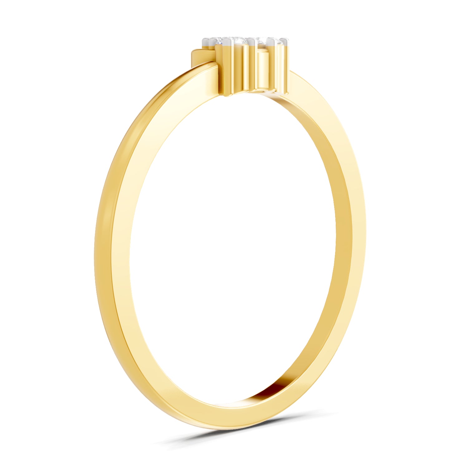 0.08 Carat | 925 Sterling Silver Gold Plated Dainty Three-Diamond Ring