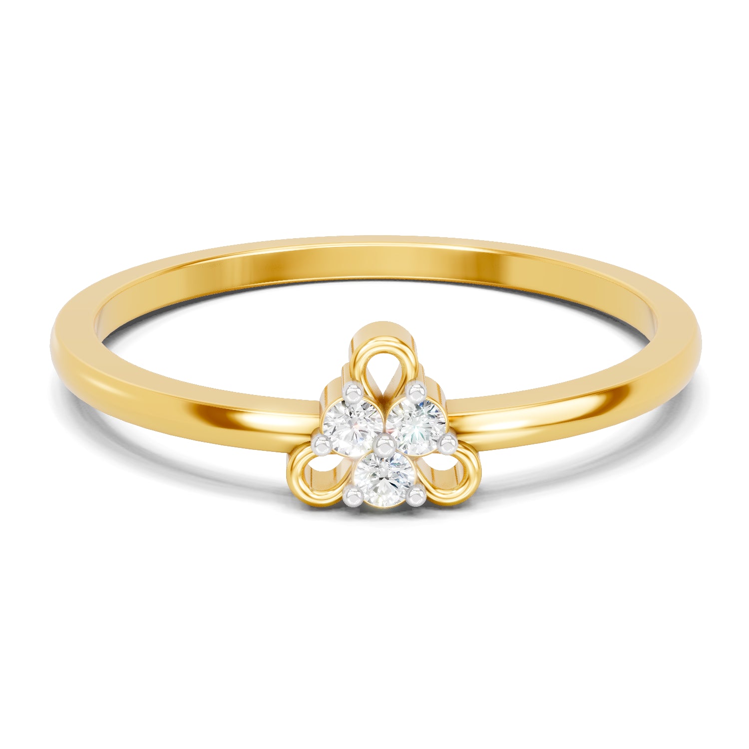 0.05 Carat | 925 Sterling Silver Gold Plated Minimalist Trilogy Ring