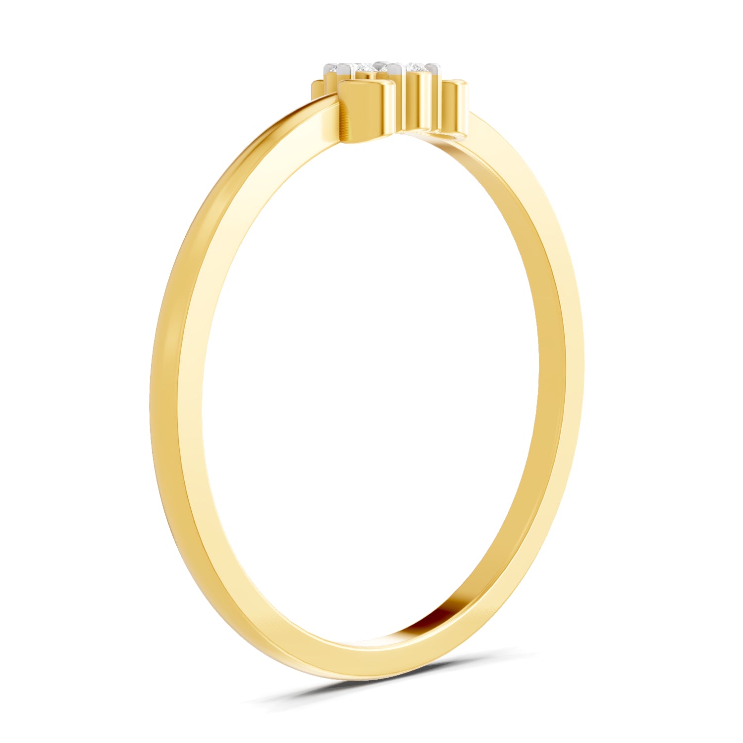0.05 Carat | 925 Sterling Silver Gold Plated Minimalist Trilogy Ring