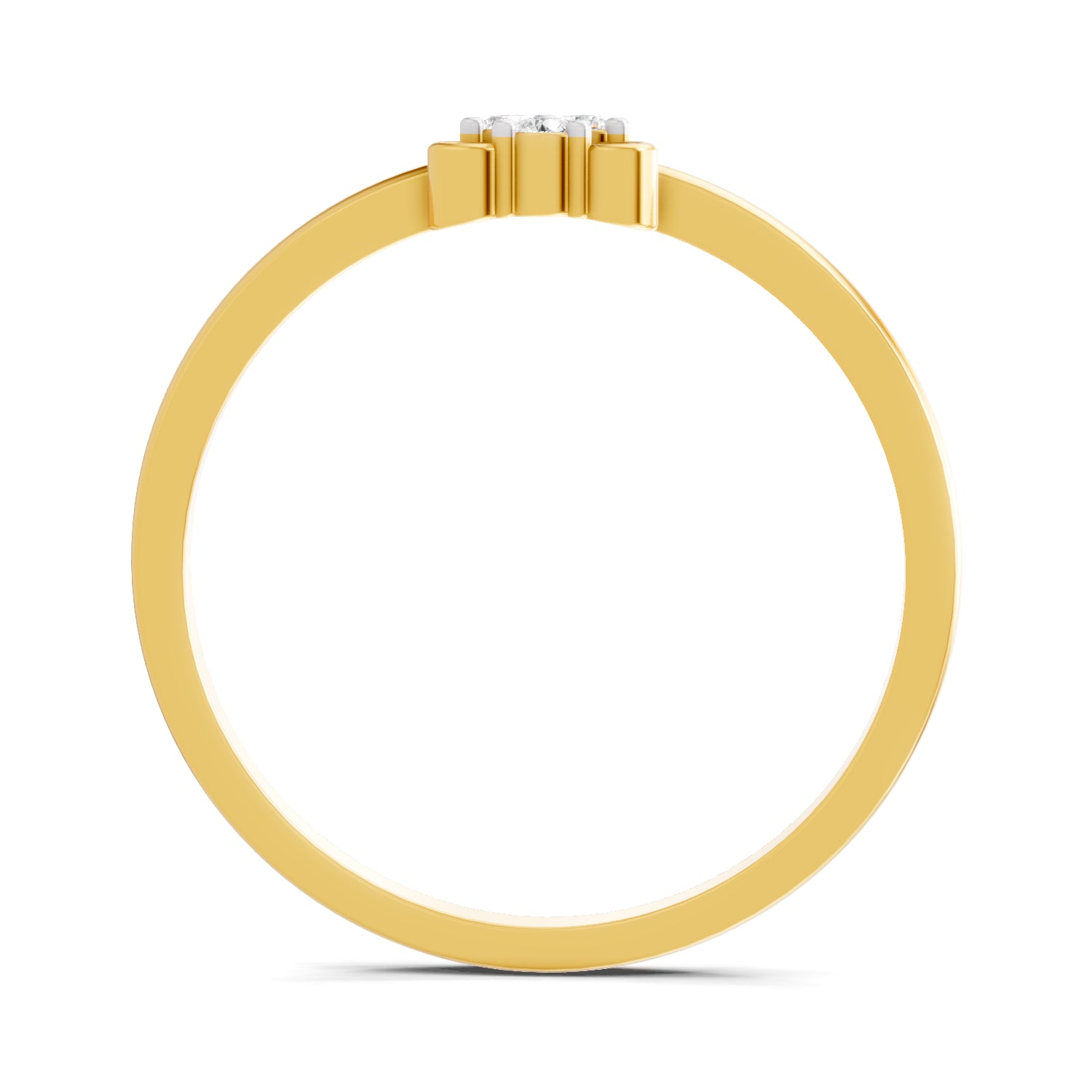 0.05 Carat | 925 Sterling Silver Gold Plated Minimalist Trilogy Ring