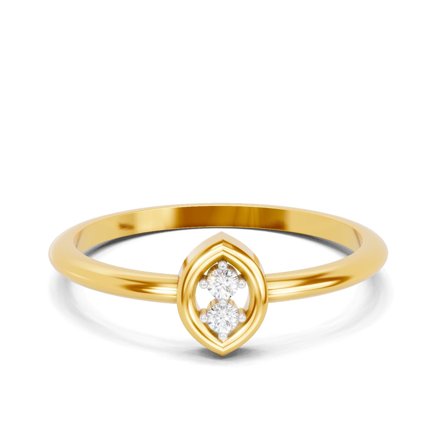 0.03 Carat | 925 Sterling Silver Gold Plated Two-Stone Marquise Ring