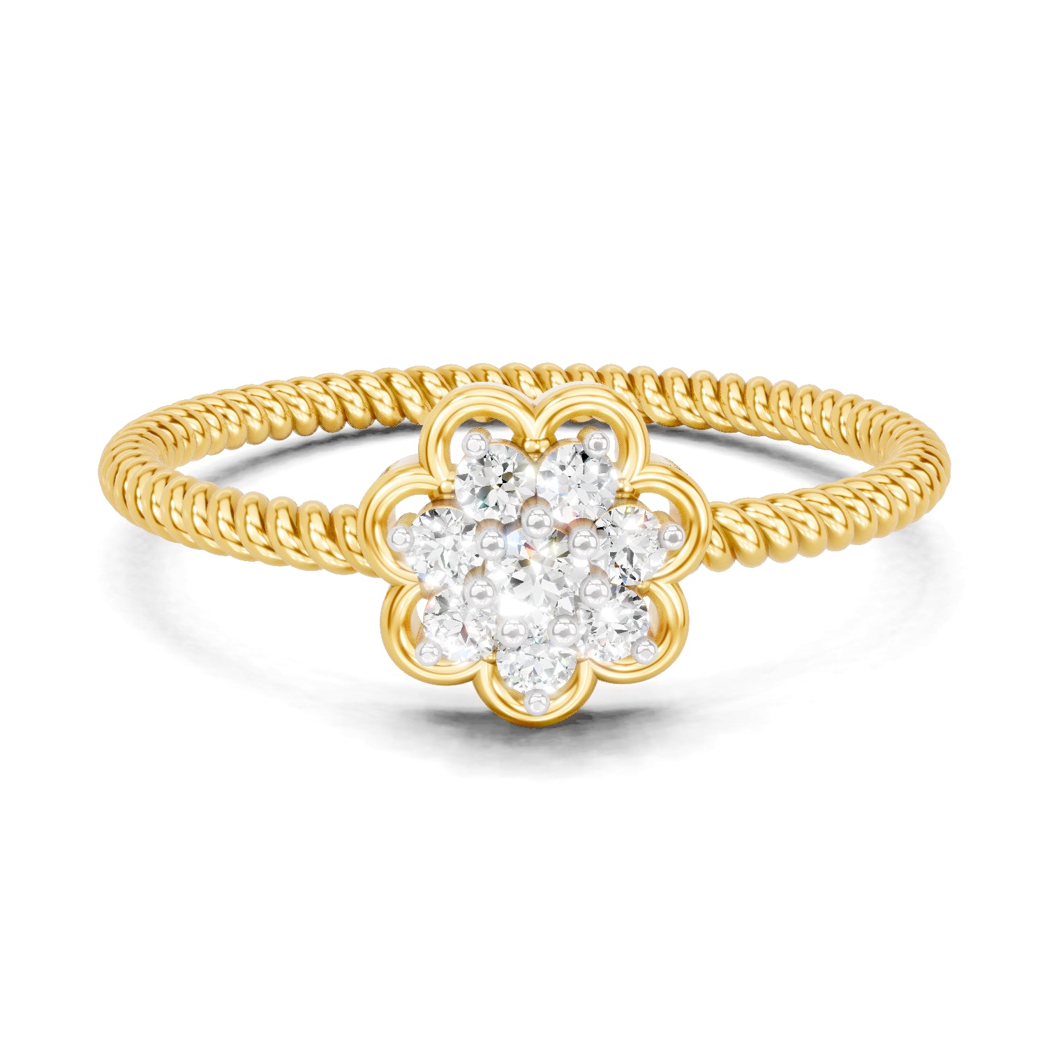 0.13 Carat | 925 Sterling Silver Gold Plated Flora Diamond Ring
